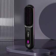 Teckwe S7 PinkSings Wireless Straightening Comb With LCD Display, Temperature Adjustment, Portable Small Sliding Comb, Female Negative Ion Hair Dryer, Barbecue, Ceramic Coating, 2000 MAh Rechargeable Lithium Battery