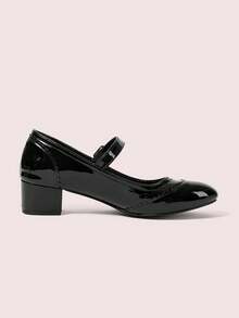 CUCCOO DOLLMOD 女士黑色时尚经典可爱蝴蝶结学院风洛丽塔风格玛丽珍低跟鞋 - 黑色 - 查看 9