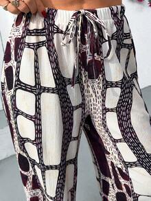 Cloudara Women Multicolor Printed Detailed Wide Leg Pants - Multicolor - View 6