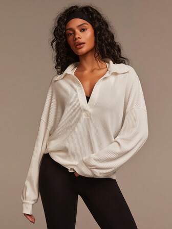 Athîral 女士休闲纯色落肩宽松卫衣