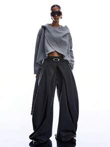 LYSMO SELECTION 2025 新款简约灰色女式外套，圣诞节必备，舒适的秋冬服装 - 灰色 - 查看 5