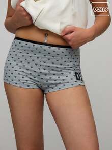 COUREZ Booty Shorts With Hearts Print , Summer For Women Summer Shorts , Street Casual, Y2K Cute Vintage - Multicolor - View 1