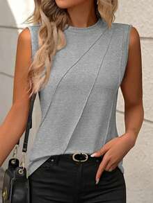 EMERY ROSE Women's Casual Basic Sleeveless Top - Grey - View 1