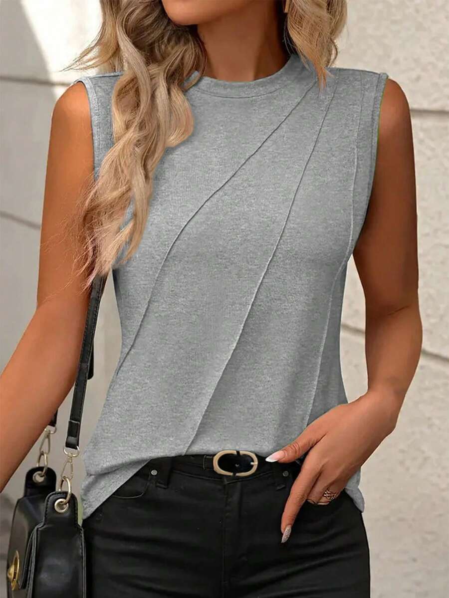 EMERY ROSE Women's Casual Basic Sleeveless Top - Grey - View 1