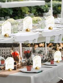1 6 12 Pieces Golden Wooden Table Number Stands Elegant Round Place Card Holders For Wedding Reception Banquet Anniversary Birthday Party Event Seating Arrangement Decor - Multicolor - View 6