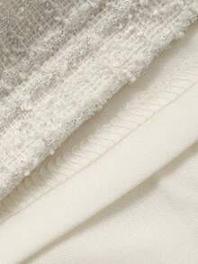 DAZY بلوزة نسائية بأكمام طويلة من الدانتيل وتنورة قلم أنيقة متوسطة الطول مجموعة قطعتين أنيقة - أبيض - مشاهدة 6