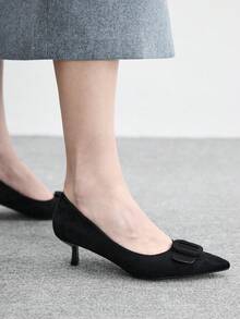 CUCCOO BIZCHIC Giày cao gót mũi nhọn thời trang thanh lịch thiết kế khóa cài cho nữ - màu đen - Xem 5