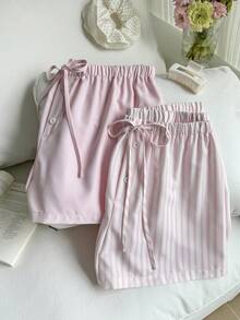 Comfortcana 2 chiếc quần short nữ cỡ lớn kiểu dáng thường ngày, có dây buộc eo và cúc cài. - Nhiều màu - Xem 1