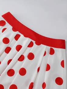 Franclia 【复古现代】红白波点常规腰A字长裙，小众复古伞裙，优雅垂坠，凸显女性柔美气质，时尚必备单品，适合夏季穿着，泡泡裙，草莓波点女裙 - 彩色 - 查看 3