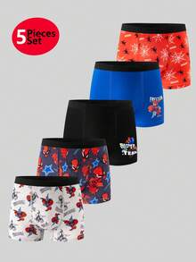 5pcs/Pack Boys' Cotton Comfortable Video Game Printed Briefs - Multicolor - View 3