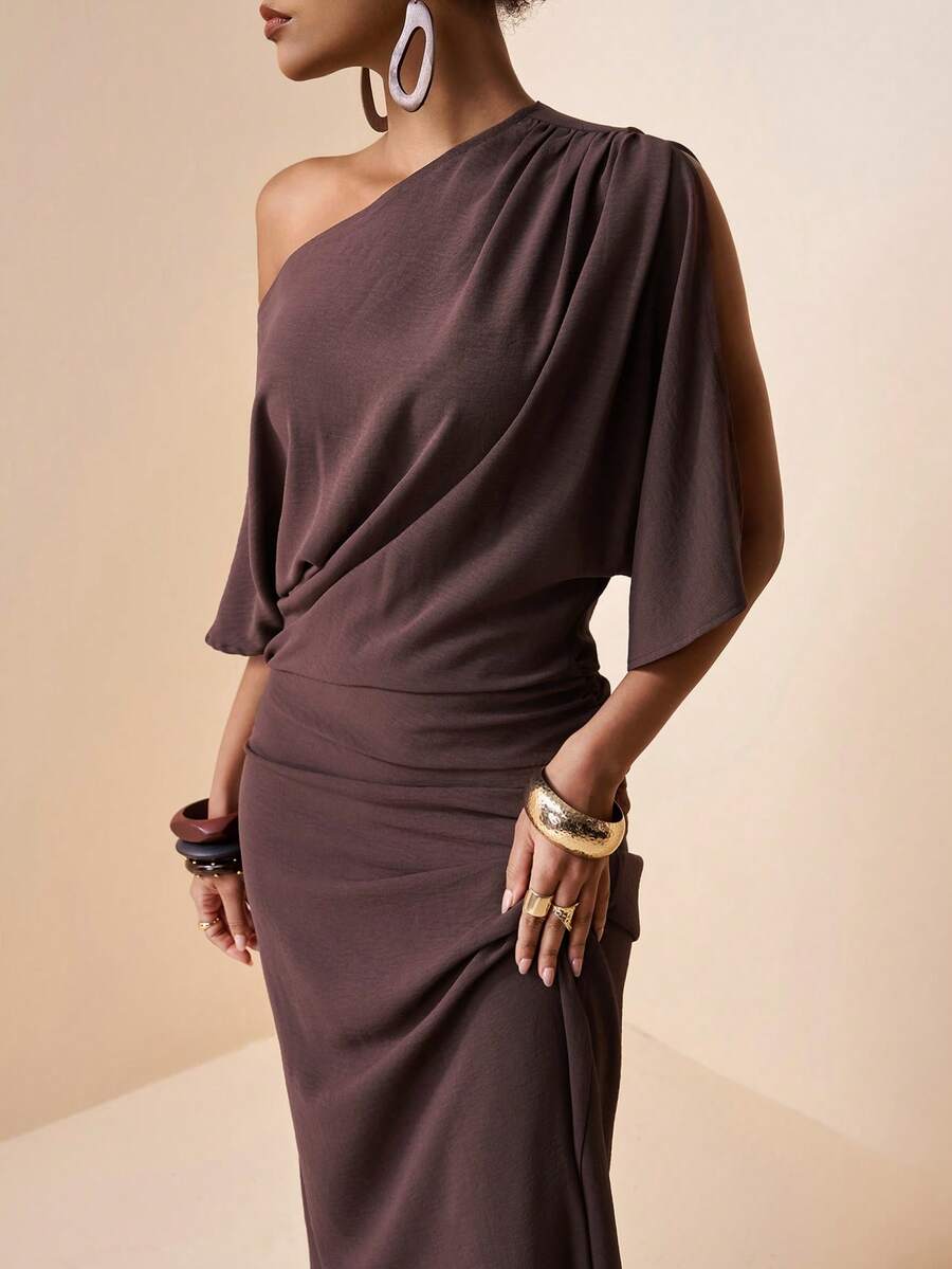 Zivah 2025 春季新品 复活节 生日派对 约会 日常出行 必备单品 休闲度假 邮轮旅行 海滩 潮流单品 街头风 波西米亚风 通勤装 早午餐穿搭 机场时尚 派对 节日 优雅宴会 舞会 日常通勤 休闲 精致优雅 街头时尚 极简通勤 露肩短袖A字垂褶连衣裙 露肩垂褶短袖A字长裙