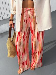 EURMUSE 女士扎染印花口袋宽松阔腿休闲裤 - 彩色 - 查看 6