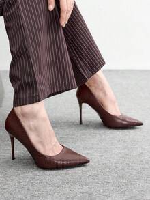 CUCCOO BIZCHIC 新款百搭尖头高跟女式礼服鞋 - 鏽棕色 - 查看 3