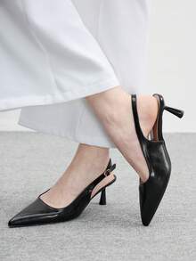 CUCCOO BIZCHIC 女士尖头搭扣设计休闲舒适高跟鞋，适合日常穿着 - 黑色 - 查看 3