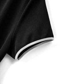 GlowEve CURVE 大码女式撞色A字连衣裙，休闲优雅户外连衣裙 - 黑色 - 查看 5