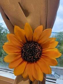 1/2pcs Sunflower Design Decorative Window Curtain Ties And Accessories Gifts Birthday Graduation - Burnt Orange - View 4