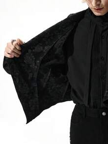 ROMWE MEN Goth 男士哥特玫瑰提花背心 - 黑色 - 查看 9