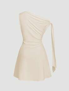 Celisse 女士不对称系带腰部短裙 - 米色 - 查看 3