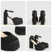 CUCCOO LuxiPop LuxiPop Women's Satin Platform High Heel Pumps, Elegant Stiletto Design, Suitable For Halloween, Christmas, New Year, Date Night, Create A Sexy Autumn Nightclub Look. Valentine's Day - Black - View 6