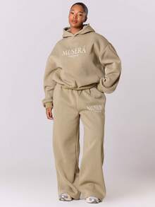 MUSERA Moletom Gráfico de Ajuste Relaxado Plus Size, Parte de Cima de Conjunto de Moletom Casual e Fofo - Verde - Visão 5