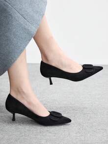 CUCCOO BIZCHIC Giày cao gót mũi nhọn thời trang thanh lịch thiết kế khóa cài cho nữ - màu đen - Xem 4