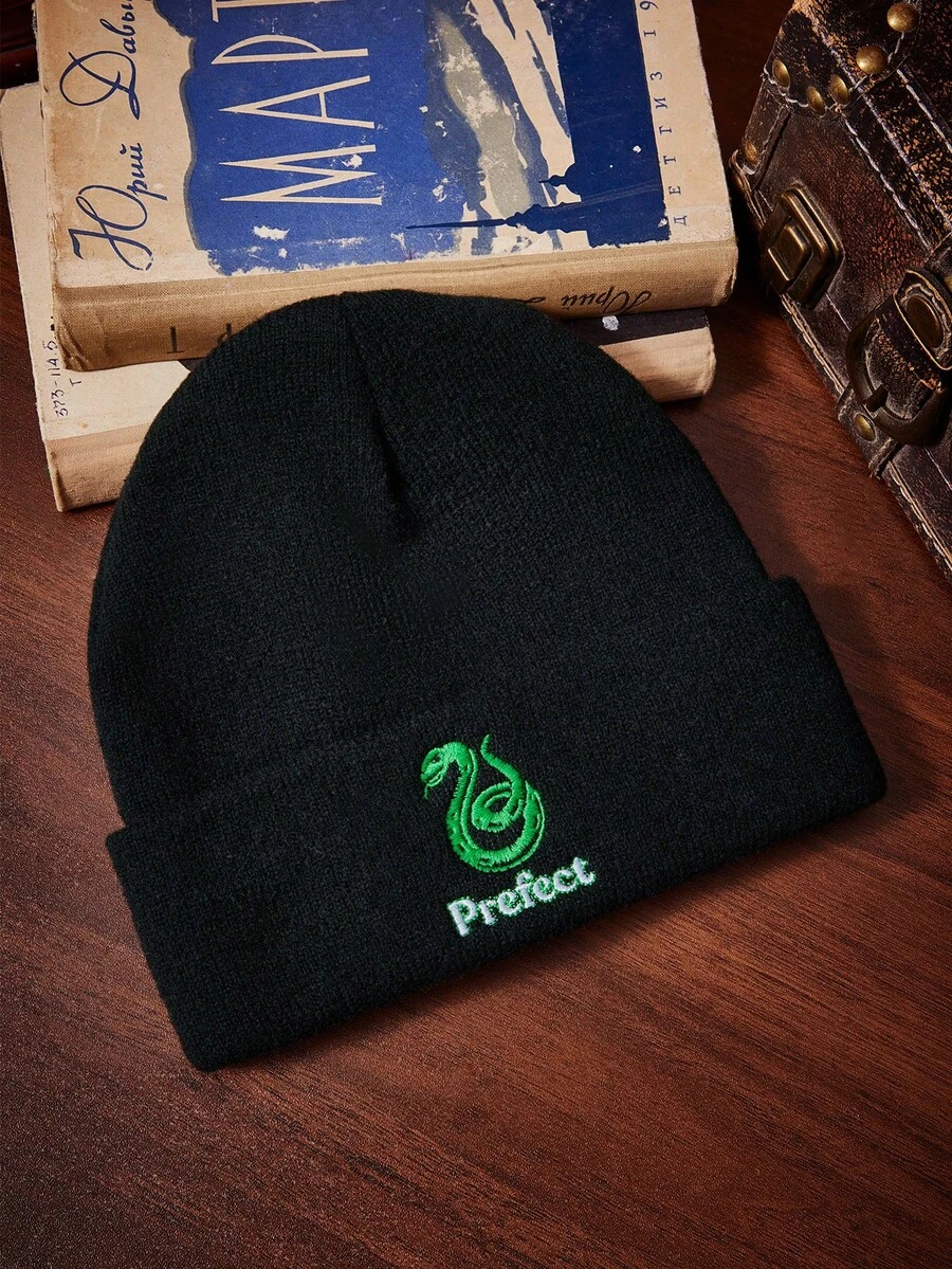 HARRY POTTER X SHEIN 1 chiếc mũ len dệt kim thêu hình hoạt hình, lựa chọn quà tặng thời trang cho việc đi xe đạp trên đường phố. - A - Xem 1