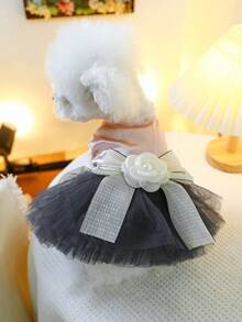 PETSIN 1件宠物立体花朵连衣裙，小型犬、猫咪通用款，公主风婚纱礼服，适合春夏穿着 - 彩色 - 查看 10