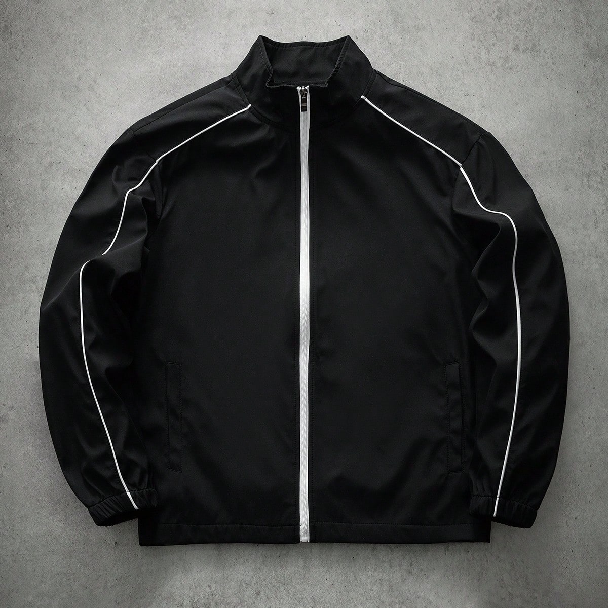 Chaqueta casual holgada con cuello alto y cremallera delantera para hombre
