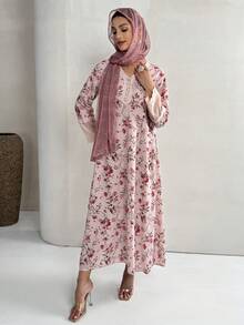 Yasmyna Abito elegante da donna con scollo a V, in in rete con inserti floreali - Rosa - Visualizzare 5