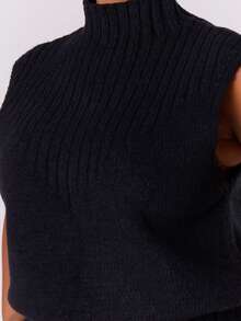 MUSERA Plus High Neck Sweater Vest - Black - View 6