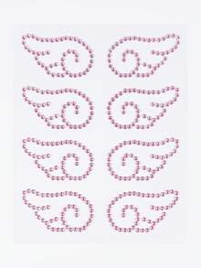 ROMWE Kawaii 1件蕾丝蝴蝶结、心形、星星、蝴蝶结、钻石亮片和面部宝石贴纸 - 粉色 - 查看 3