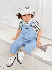 Newborn Baby Boy Blue Gray Bib Jumpsuit,Summer Casual Preppy Family Matching Outfit For Birthday Party,Wedding,Baptism,Performance&1st Birthday Shower - Dusty Blue - View 3