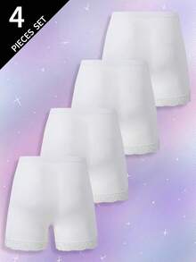 Young Girls Panties-4 Pack White Lace Trim Boxer Briefs Comfortable Everyday Wear Four Seasons Versatile Styles Crewneck Long Sleeve Long Pants Skirt Examples Kids Intimates Core Features Lightweight Holiday Gift 2026 Must Have White Underwear Girls Boxer Briefs - Multicolor - View 2