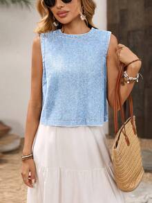 Breezaya Women's Casual Denim Vest With Button Back, Suitable For Summer Outdoor Daily Wear - Light Wash - View 4