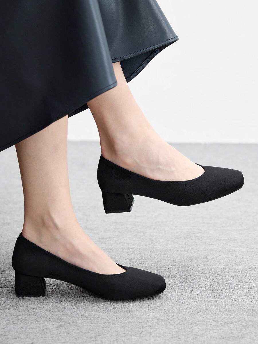 CUCCOO BIZCHIC Women's Casual Versatile Fashion High Heels For Daily Commute Valentine's Day - Black - View 1