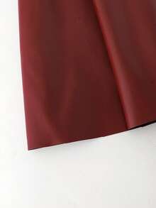 Tween Girls PU Mid-Length Skirt For Autumn And Winter, Fashionable And Elegant Commuting Skirt - Burgundy - View 3