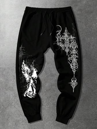 Street Life Herren Lässig bedruckte Jogginghose mit Kordelzug