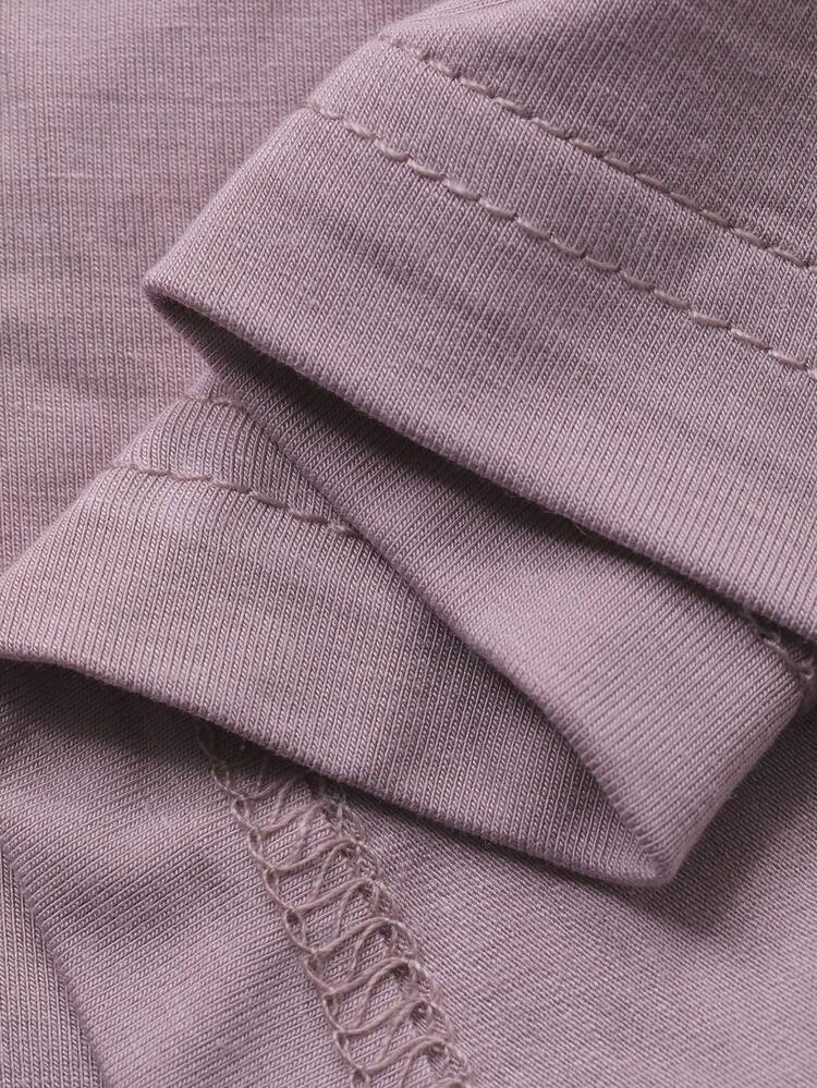Contrast Color Lace Patchwork T-Shirt Style Knit Women Nightgown