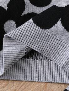 SHEIN Playful Pals Baby Girls Fashionable Casual Cute Pattern Jacquard Knit Sweater Long Sleeve Top And Leggings Set, Autumn/Winter Autumn And Winter Two Piece Suit Toddler Two Piece Sets Baby Girl Warm Sets Two Piece Winter Outfits For Toddler Girl Baby Flower Outfit