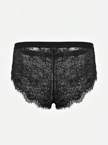 سراويل داخلية رجالية سوداء مطاطية الخصر مزينة بالدانتيل الجذاب - الأسود - مشاهدة 2