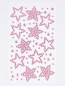 ROMWE Kawaii 1件蕾丝蝴蝶结、心形、星星、蝴蝶结、钻石亮片和面部宝石贴纸 - 粉色 - 查看 4