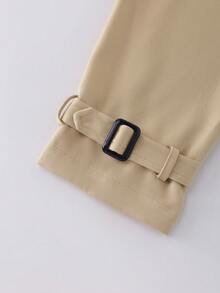 SHEIN Franclia Women's Elegant Collar Belt Double-Breasted Design Trench Coat, Suitable For Spring And Autumn Outings And Dates - Khaki - View 6