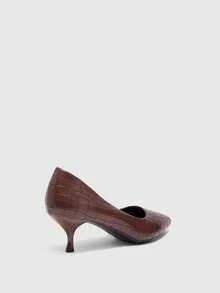 CUCCOO BIZCHIC 女士尖头细高跟中跟鞋，优雅、休闲、舒适、一脚蹬，适合工作、通勤、约会、派对、正式场合。 - 摩卡棕 - 查看 9