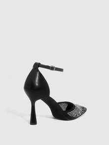 CUCCOO SZL New Arrival Spring/Autumn Black Transparent Rhinestone Pointed Toe Hollow High Heel Fashionable Sexy Ladies High Heels Valentine's Day - Black - View 3