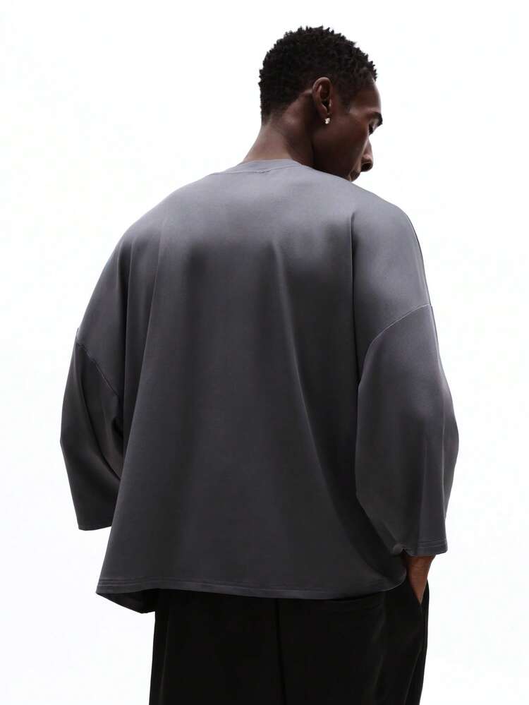 Oversized Crew Neck Tee With Chest Print