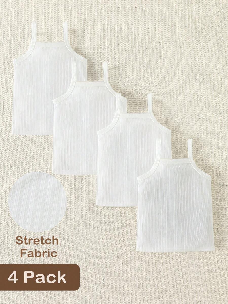 SHEIN 4pcs/Set Baby Girls' Casual Comfortable Camisole Tops, Spring/Summer