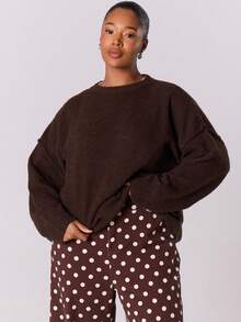 MUSERA Plus Size Sweaters - Coffee Brown - View 1