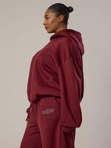 MUSERA 大码印花连帽运动上衣（仅限上衣）可爱春季复活节休闲少女风 - 紫紅色 - 查看 3