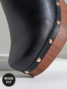 SHUZIA Women's Wide-Fit Thick Heel Fashion And Comfortable Slip-On Mules