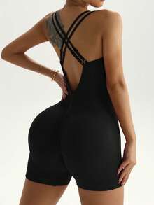 Velisys 女士无缝瑜伽罗纹连体衣 - 彩色 - 查看 7